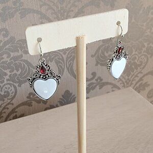 White Heart Earrings